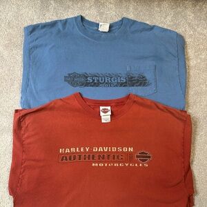 Harley-Davidson Blue and Rust Short Sleeve Tees